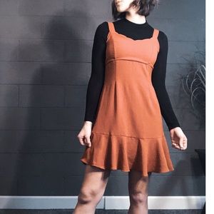 Altar’d state orange zip-up ruffle dress